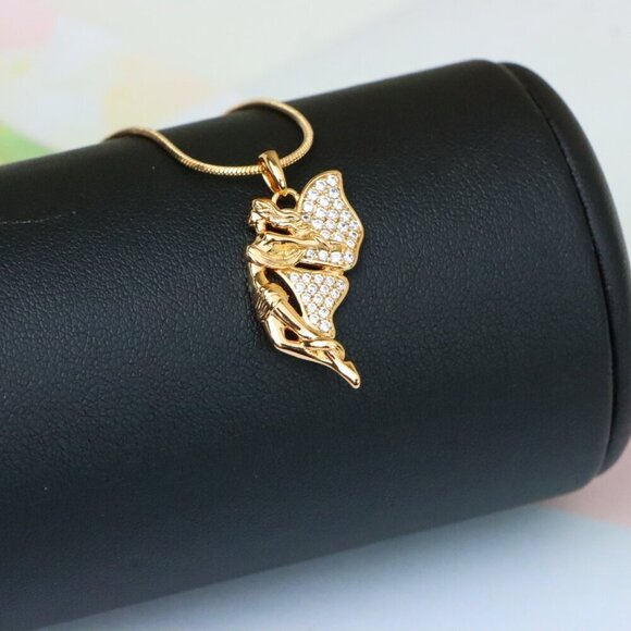 "Angel Wings Pendant in Rose Gold with CZ Stones, XPPT1395 - Picture 7 of 13